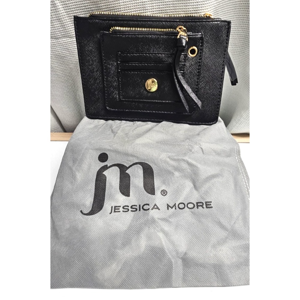 NWT Jessica Moore 9" x6 " LUSH ZIP POUCH black wristlet